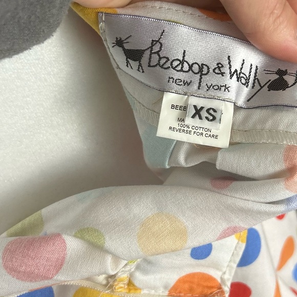 Beebop & Wally White Multi Colored Polka Dot A-Line Pleated Novelty Skirt SZE XS - Picture 7 of 9